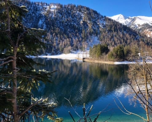 Blick auf den Achensee im Winter